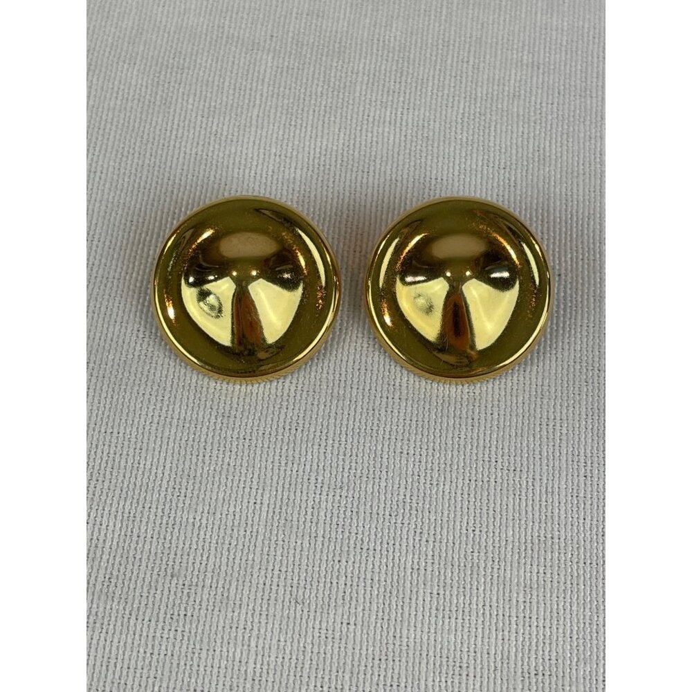 Vintage Gold Tone Pierced Earrings Button Circle Geometric 80s 90s